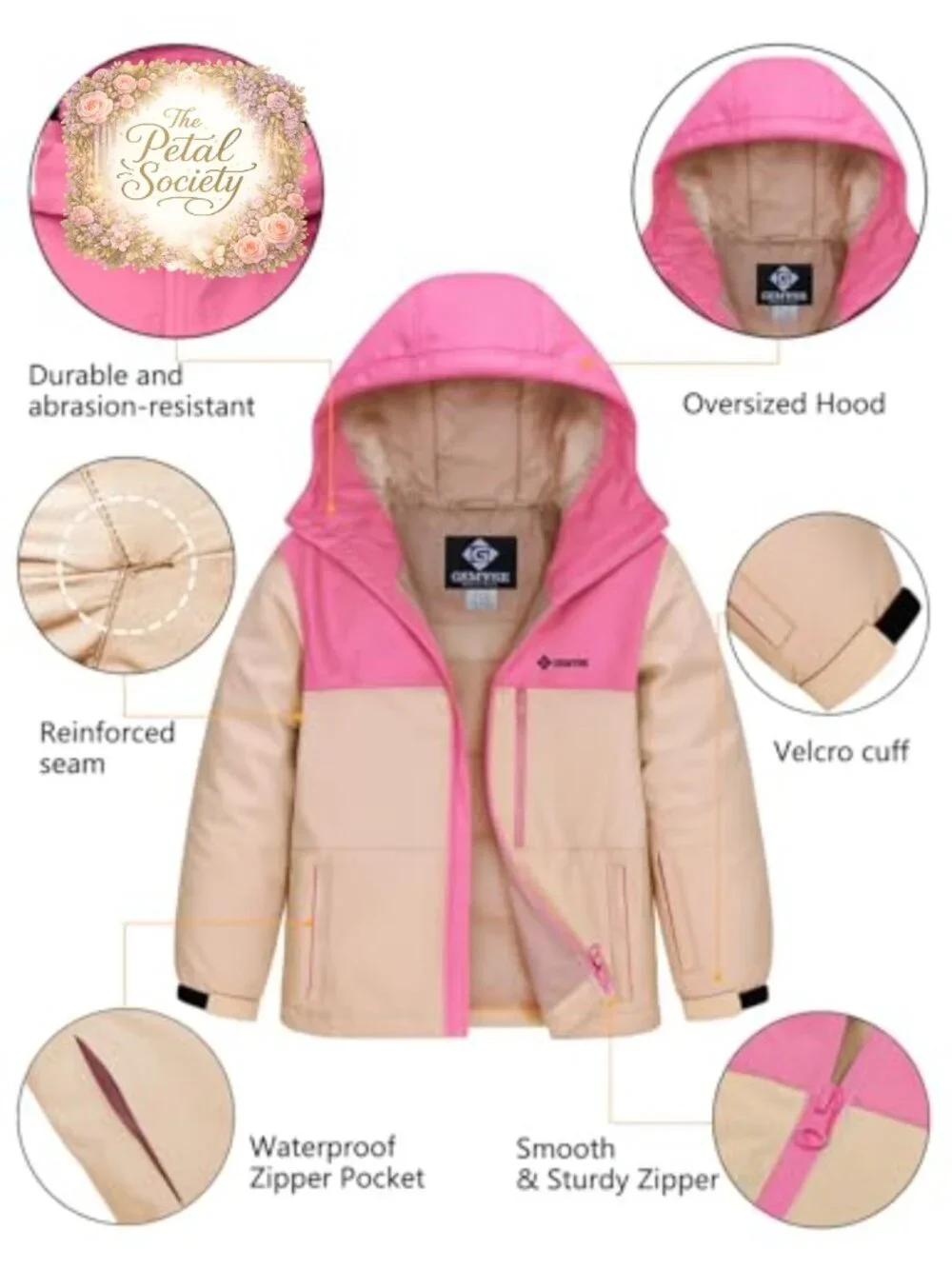 Girls Waterproof Ski Snow Jacket Fleece Windproof Winter Coat Hooded